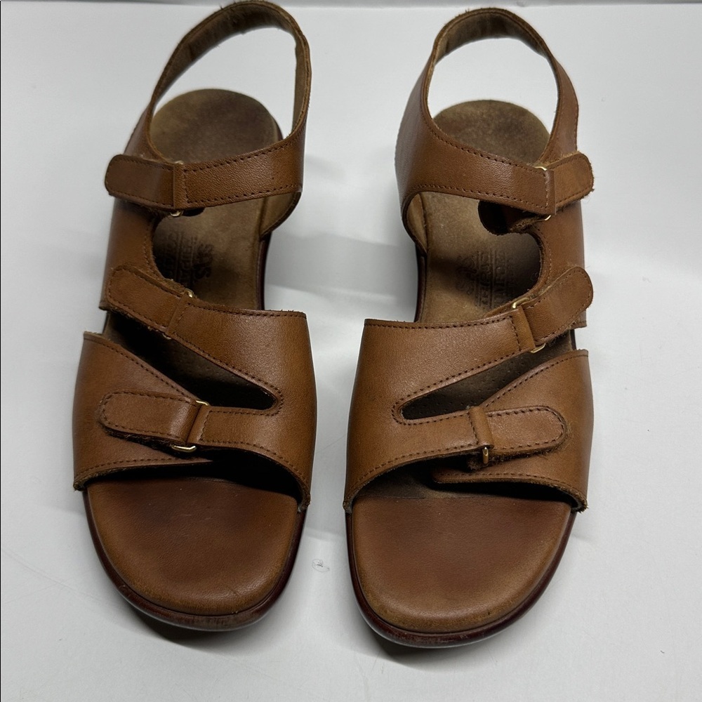 SAS Tabby Tripad Sandals Comfort Slingback Strappy Flats Leather Tan Size 8.5